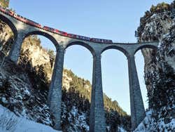 Bernina Express in the Swiss Alpes